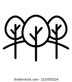 Trees together, forest line icon 