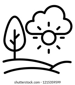 Trees together landscape concept line icon
