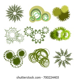 Trees top view for architecture landscape design projects