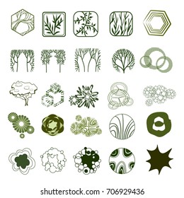 Trees top view for architecture landscape design projects