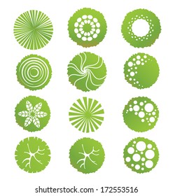 Trees top view for landscape design