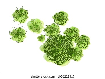 Trees top view for landscape vector illustration.
