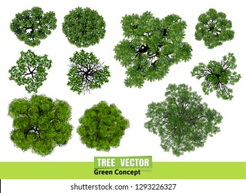 Trees top view for landscape vector illustration. - Shutterstock ID 1293226327
