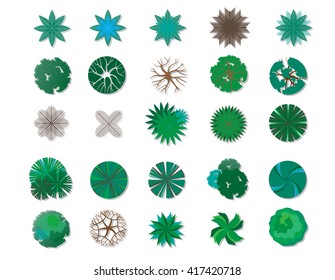 trees top view for landscape vector illustrator