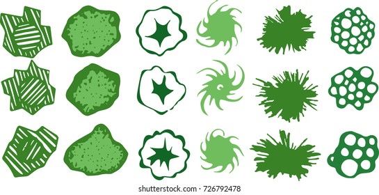 Trees - top view, vector