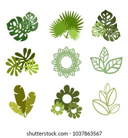 Trees top view.Different trees, plants vector set for architecture or landscape design.Landscaping symbols set isolated on white