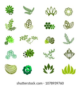 Trees top view.Different trees, plants vector set for architecture or landscape design.Landscaping symbols set isolated on white