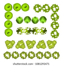 
Trees top view.Different trees, plants vector set for architecture or landscape design.Landscaping symbols set isolated on white