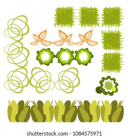 Trees top view.Different trees, plants vector set for architecture or landscape design.Landscaping symbols set isolated on white
