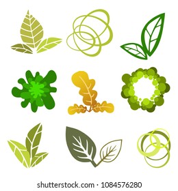 Trees top view.Different trees, plants vector set for architecture or landscape design.Landscaping symbols set isolated on white