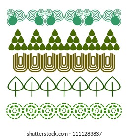 Trees top view.Different trees, plants vector set for architecture or landscape design.Landscaping symbols set isolated on white