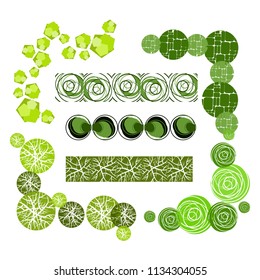 
Trees top view.Different trees, plants vector set for architecture or landscape design.Landscaping symbols set isolated on white