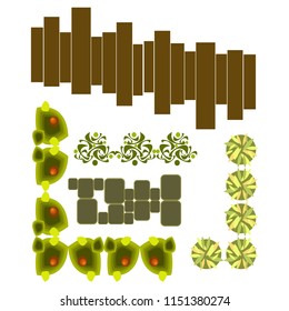 Trees top view.Different trees, plants vector set for architecture or landscape design.Landscaping symbols set isolated on white