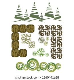 Trees top view.Different trees, plants vector set for architecture or landscape design.Landscaping symbols set isolated on white