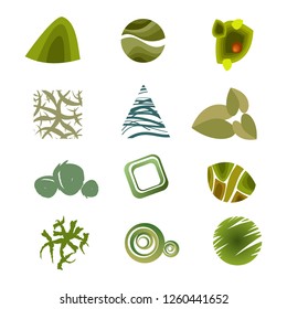 Trees top view.Different trees, plants vector set for architecture or landscape design.Landscaping symbols set isolated on white