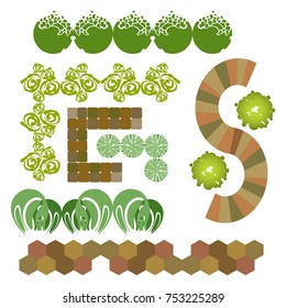 
Trees top view.Different trees, plants vector set for architecture or landscape design.Landscaping symbols set isolated on white