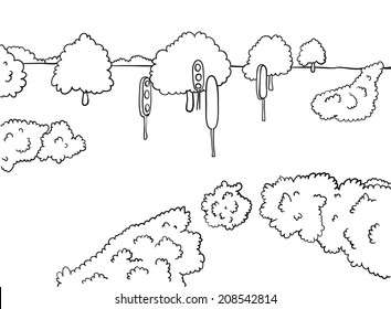 trees and traffic lights, park, vector illustration