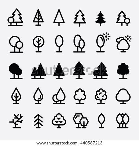 Trees Tree Icon Set Vector Collection Stock Vector (Royalty Free ...