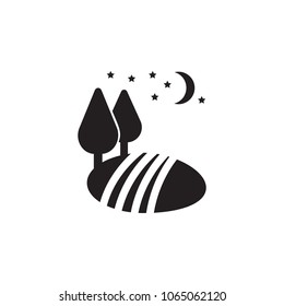 trees under the moon icon. Element of landscape illustration. Premium quality graphic design icon. Signs and symbols collection icon for websites, web design, mobile app on white background