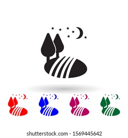 Trees under the moon multi color icon. Simple glyph, flat vector of landscape icons for ui and ux, website or mobile application