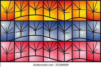 trees under the sunlight and moonlight
