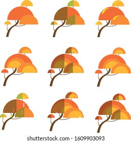 Trees with an unusual crown in different versions
