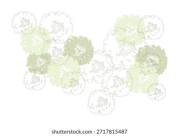 Árboles para planificación urbanística y Planes arquitectónicos. Vector de contorno para diseño paisajístico y séquito exterior.