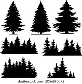 Trees Vector Black on White Background