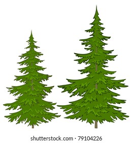 Trees, vector, christmas green fur-trees, isolated on a white background