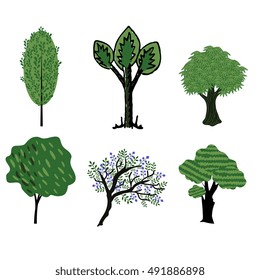 Trees vector collection different style