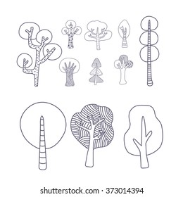 Trees Vector Coloring Pages Stock Vector (Royalty Free) 373014394 ...