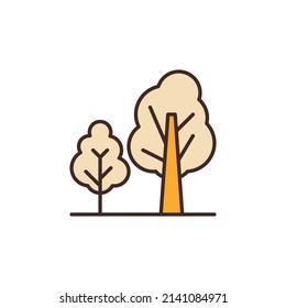 Icono o elemento de logotipo coloreado por concepto de vector de árboles