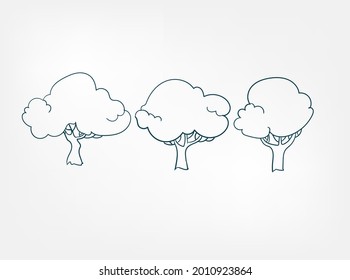 trees vector doodle design elements isolated