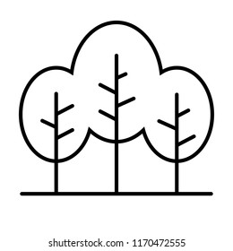 Trees. Vector flat outline icon illustration isolated on white background.
