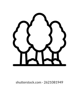 Trees Vector for Forest and Nature Conservation Themes – Woodland illustration, green landscape icon, reforestation symbol. Line Icon - Powered by Shutterstock - Get 15% off with code: PIKWIZARD15