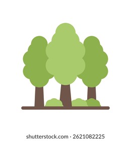 Trees Vector for Forest and Nature Conservation Themes – Woodland illustration, green landscape icon, reforestation symbol. Flat Icon