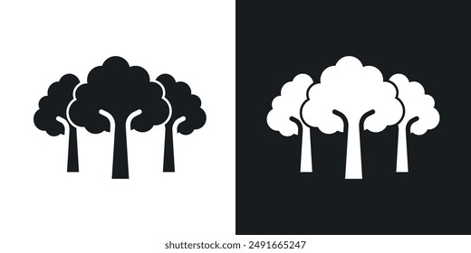 Trees vector icon set in solid style.