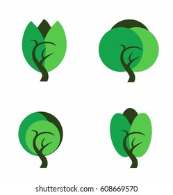 Trees vector icons set