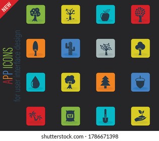 trees vector icons for web and user interface design