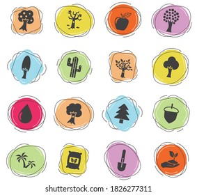 trees vector icons for web and user interface design