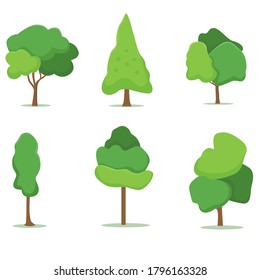Ilustración vectorial de árboles en estilo de diseño plano. perfecto para la ilustración del paisaje, las montañas, etc