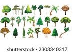 trees vector illustration on white background, plants, green tree