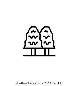 Trees. Vector line icon black and white with green eco energy theme