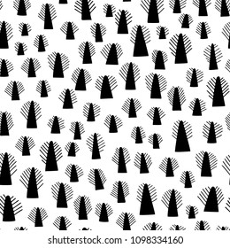 Trees vector pattern. Doodle seamless pattern with creative trees. Pattern design for textile or packaging. Seamless pattern