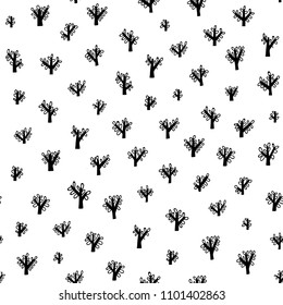 Trees vector pattern. Doodle seamless pattern with creative trees. Pattern design for textile or packaging. Seamless pattern