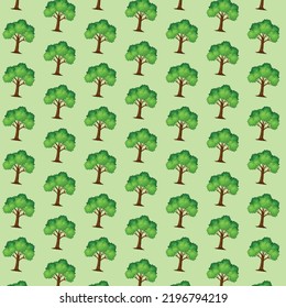 trees vector seamless pattern with green background
