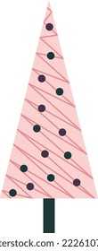 Сhristmas trees, vector, simple flat illustration, cute, minimalism, pink
