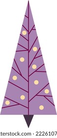 Сhristmas trees, vector, simple flat illustration, cute, minimalism, purple, yellow