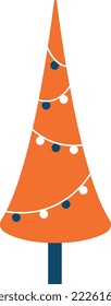 Сhristmas trees, vector, simple flat illustration, cute, minimalism, orange. blue