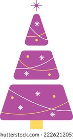 Сhristmas trees, vector, simple flat illustration, cute, minimalism, yellow, purple